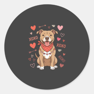 Adesivo Redondo Design de Amor XOXO Cachorro Pitbull no Dia dos Na