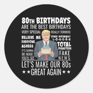 Adesivo Redondo Design de Aniversário de 80 Anos - Citação Engraça