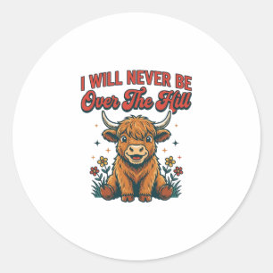 Adesivo Redondo Design de aniversário engraçado de vaca das Terras