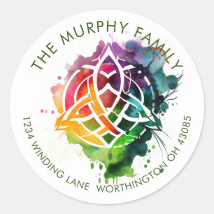 Adesivo Redondo Design de Aquarela Celta Grunge Colorida