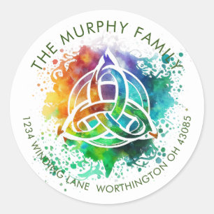 Adesivo Redondo Design de Aquarela Celta Grunge Colorida