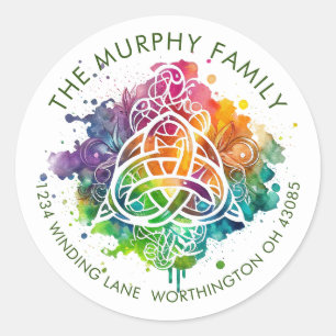 Adesivo Redondo Design de Aquarela Celta Grunge Colorida