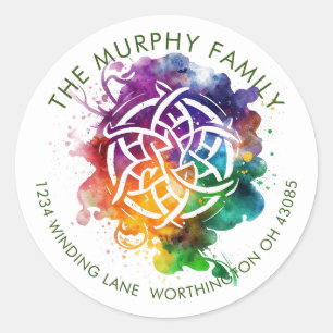 Adesivo Redondo Design de Aquarela Celta Grunge Colorida