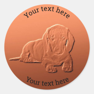Adesivo Redondo Design de Arte Personalizável do Dachshund #copp1