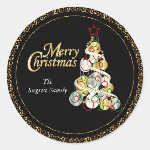 Adesivo Redondo Design de Árvore de Natal Elegante