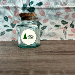 Adesivo Redondo Design de árvore de Natal verde funky