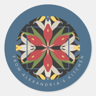Adesivo Redondo Design de Azulejo Azul para Cozinha Da Cozinha D