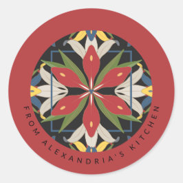 Adesivo Redondo Design de Azulejo de Cozinha Vermelho | Da Cozinha