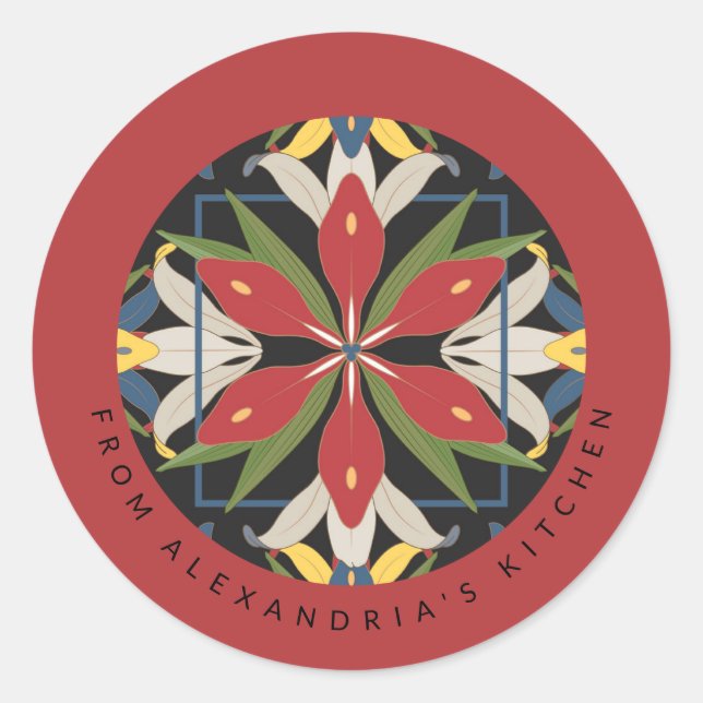 Adesivo Redondo Design de Azulejo Vermelho para Cozinha | A Partir (Frente)