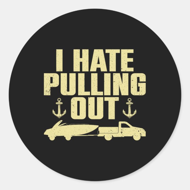 Adesivo Redondo Design De Barcos Engraçado Para Homens, Barco De B (Frente)