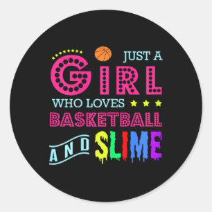 Adesivo Redondo Design de basquete - Menina Que Ama Basquete E