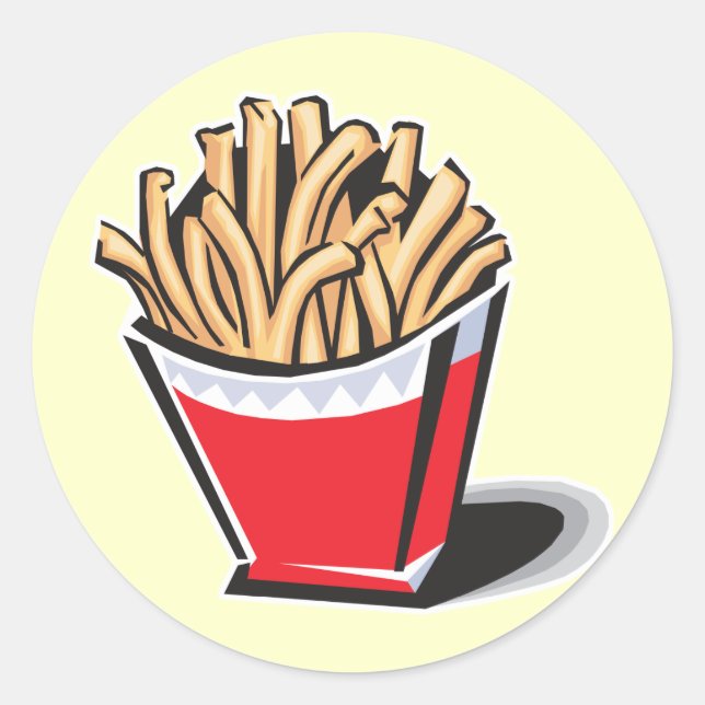 Adesivo Redondo design de batatas fritas retrô (Frente)