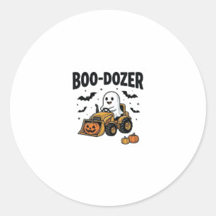 Adesivo Redondo Design de Bulldozer Fantasma de Halloween Boo-Doze