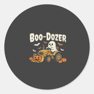 Adesivo Redondo Design de Bulldozer Fantasma de Halloween Boo-Doze