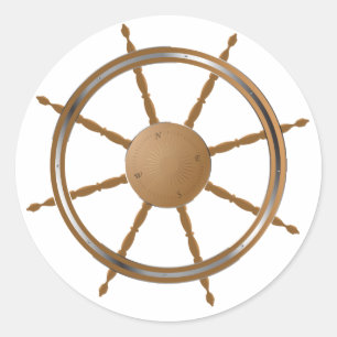 Adesivo Redondo Design de Bússola de Roda de Navio Náutico Vintage