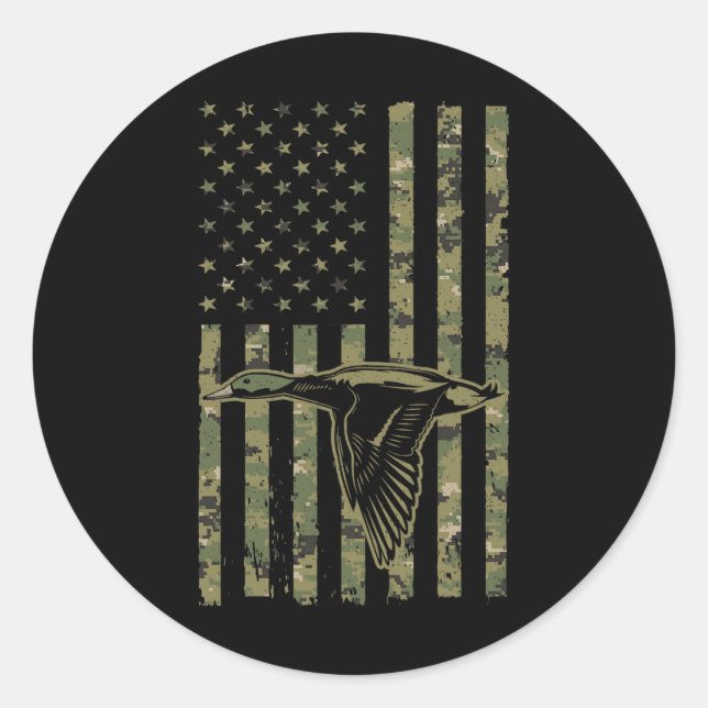 Adesivo Redondo Design De Caça A Patos legal Para Homens (Frente)