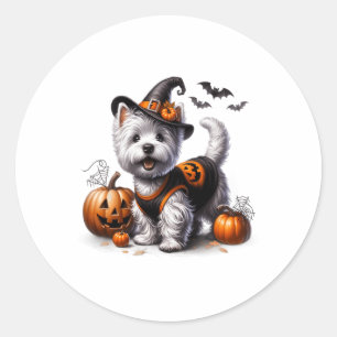 Adesivo Redondo Design de Cachorro de Terrier West Terrier no West