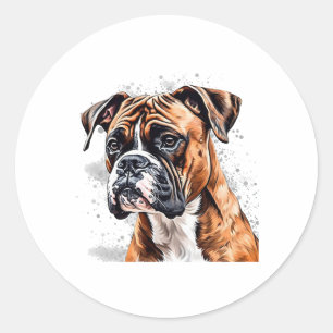 Adesivo Redondo Design de Cachorro Fotorealista Portátil Boxer Bud
