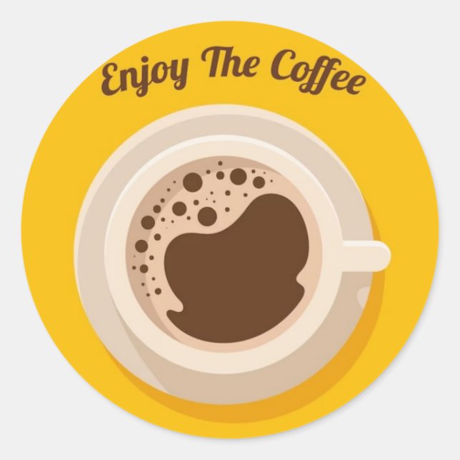 Adesivo Redondo Design de café quente - Bebida Comprada (Frente)