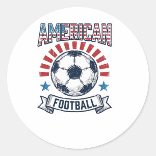 Adesivo Redondo Design de Camisa de Bola de Futebol Americano Vint