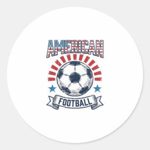Adesivo Redondo Design de Camisa de Bola de Futebol Americano Vint