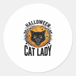 Adesivo Redondo Design de Camisa de Gato Preto Vintage Dama do Gat