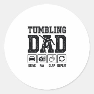Adesivo Redondo Design de Camisa Tumbling Dad Drive Pay Clap Repea