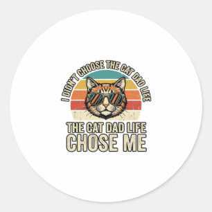 Adesivo Redondo Design de camiseta Vintage Cat Dad Life Chose Me_1