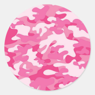 Adesivo Redondo Design de Camo Cor-de-Rosa e Branco