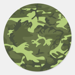 Adesivo Redondo Design de camuflagem do exército verde