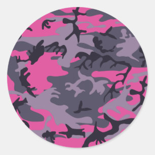 Adesivo Redondo Design de camuflagem rosa