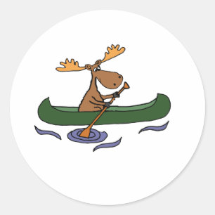 Adesivo Redondo Design de Canoagem Funny Moose