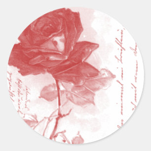 Adesivo Redondo Design de Cartão Postal rosa vermelha