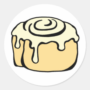 Adesivo Redondo Design de Cartoon Cinnamon Roll