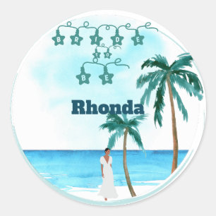 Adesivo Redondo Design de Casamento de Belle Beachfront