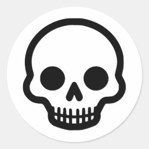 Adesivo Redondo Design de Caveira Mínima Preta e Branca