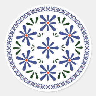 Adesivo Redondo Design de cerâmica tradicional polonesa.