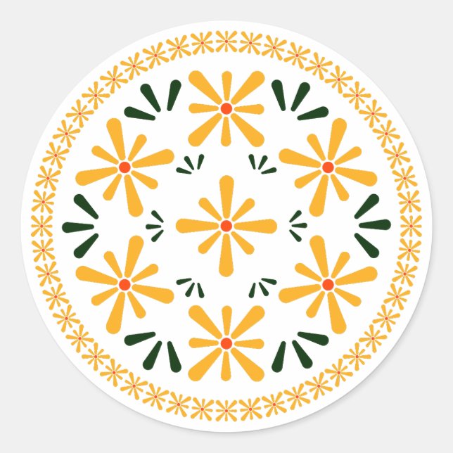 Adesivo Redondo Design de cerâmica tradicional polonesa. (Frente)
