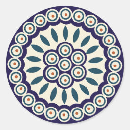 Adesivo Redondo Design de cerâmica tradicional polonesa.