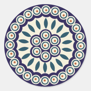 Adesivo Redondo Design de cerâmica tradicional polonesa.