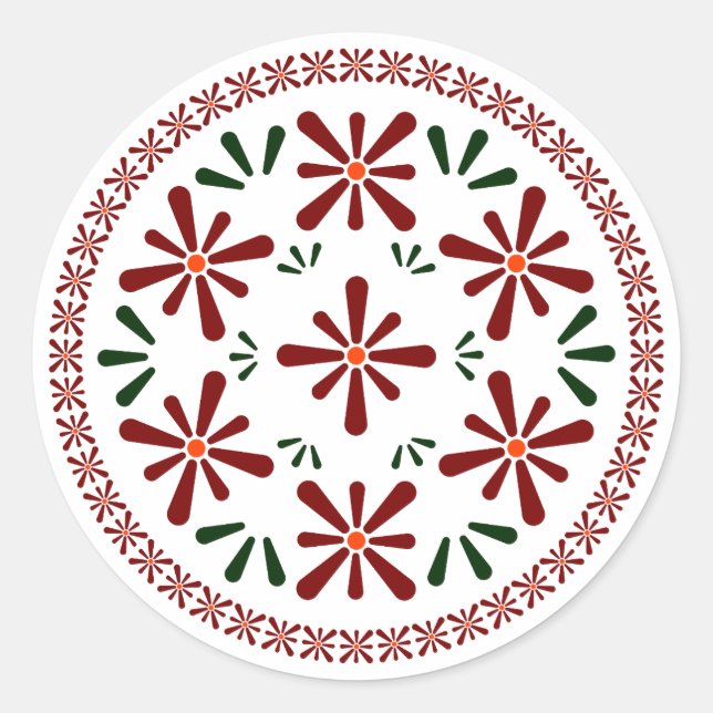 Adesivo Redondo Design de cerâmica tradicional polonesa. (Frente)