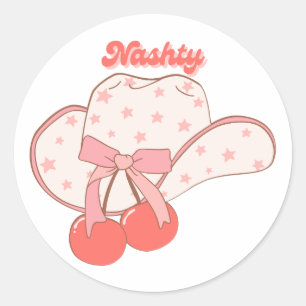 Adesivo Redondo Design de Chapéu de Cowboy Nashty   Humor Ocidenta