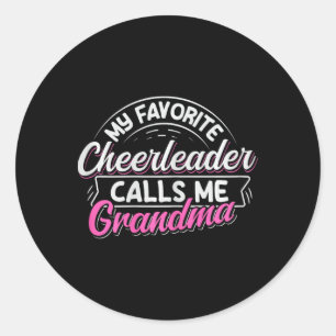 Adesivo Redondo Design de Cheerleading para uma Vovó Cheer _1
