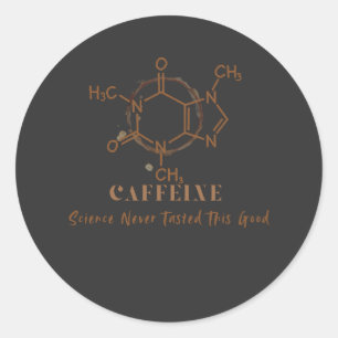 Adesivo Redondo Design de Ciência do Café Divertido com Cafeína
