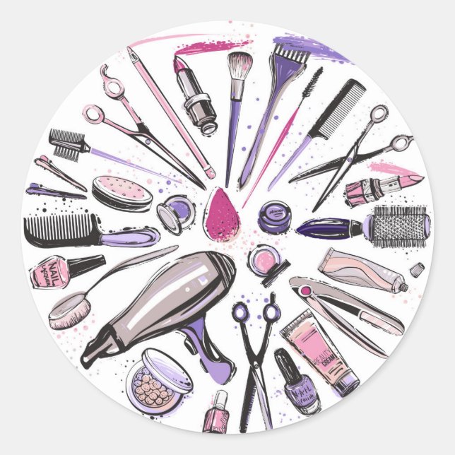 Adesivo Redondo Design de Círculo de Makeup (Frente)