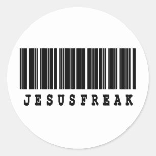 Adesivo Redondo design de código de barras do Jesus freak