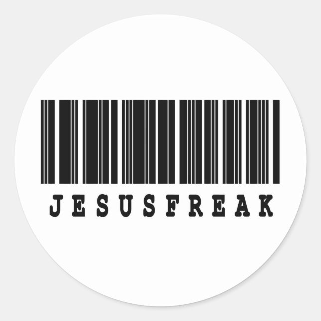 Adesivo Redondo design de código de barras do Jesus freak (Frente)
