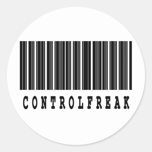 Adesivo Redondo design de código de barras obcecado pelo controle (Frente)