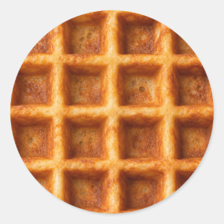 Adesivo Redondo Design de comida de waffle quadrado torrado realis