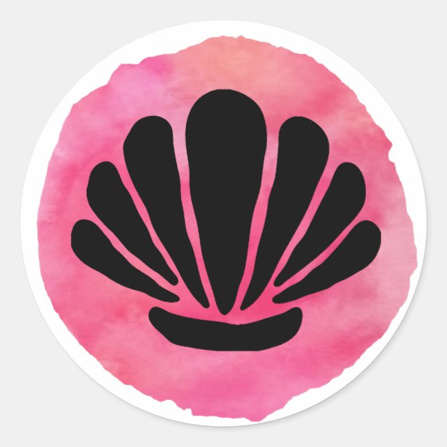 Adesivo Redondo Design de Concha Rosa (Frente)